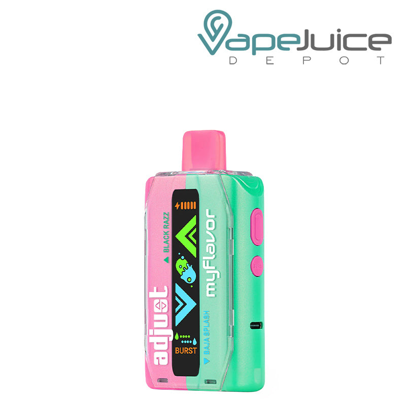 A Baja Splash Watermelon Mango Peach Adjust MyFlavor 40K Disposable Vape with smart screen display and control buttons - Vape Juice Depot