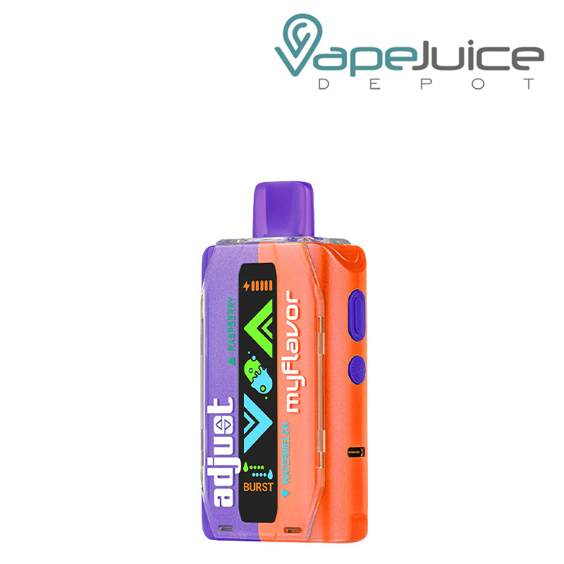 A Watermelon Watermelon Mango Peach Adjust MyFlavor 40K Disposable Vape with smart screen display and control buttons - Vape Juice Depot
