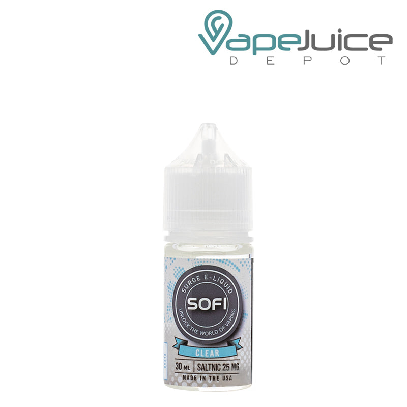 A 30ml bottle of Clear Sofi Surge Salts - Vape Juice Depot