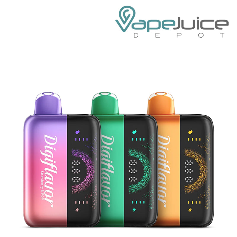 Three Flavors of Digiflavor BRK 20000 Disposable Kit with 3D Screen - Vape Juice Depot