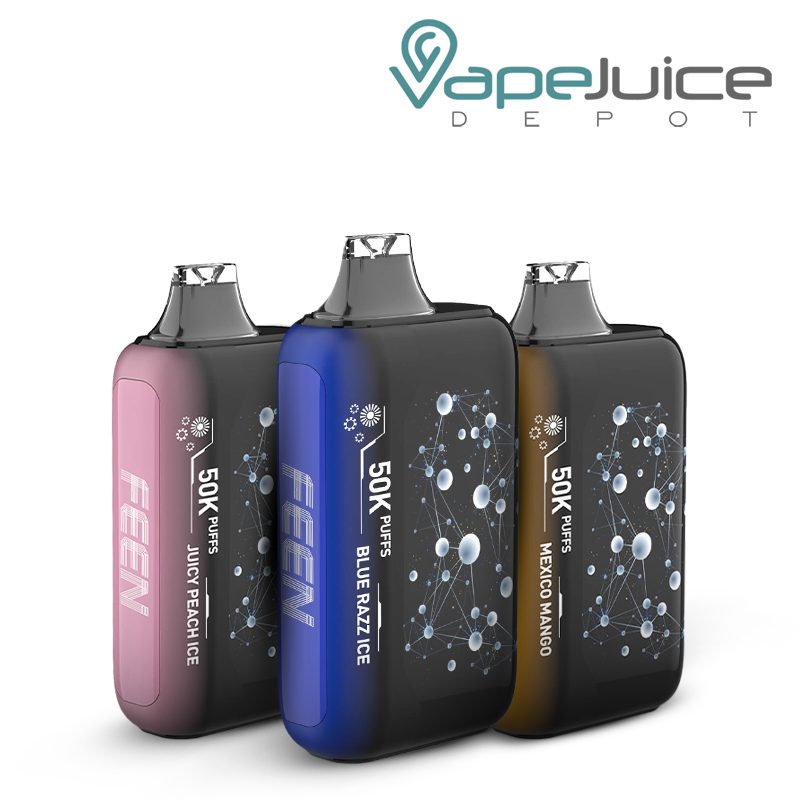 Three Flavors of FEEN 50K 2% Nicotine Disposable with a 3D screen - Vape Juice Depot