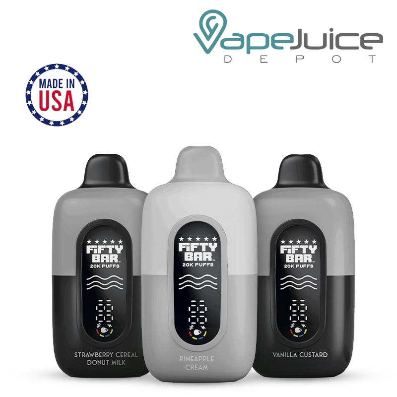 Three Flavors of Fifty Bar V2 20k 20mg Nicotine Disposable - Vape Juice Depot