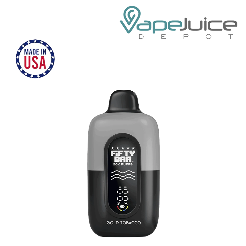 A Fifty Bar V2 20k 20mg Gold Tobacco Disposable with a full screen - Vape Juice Depot