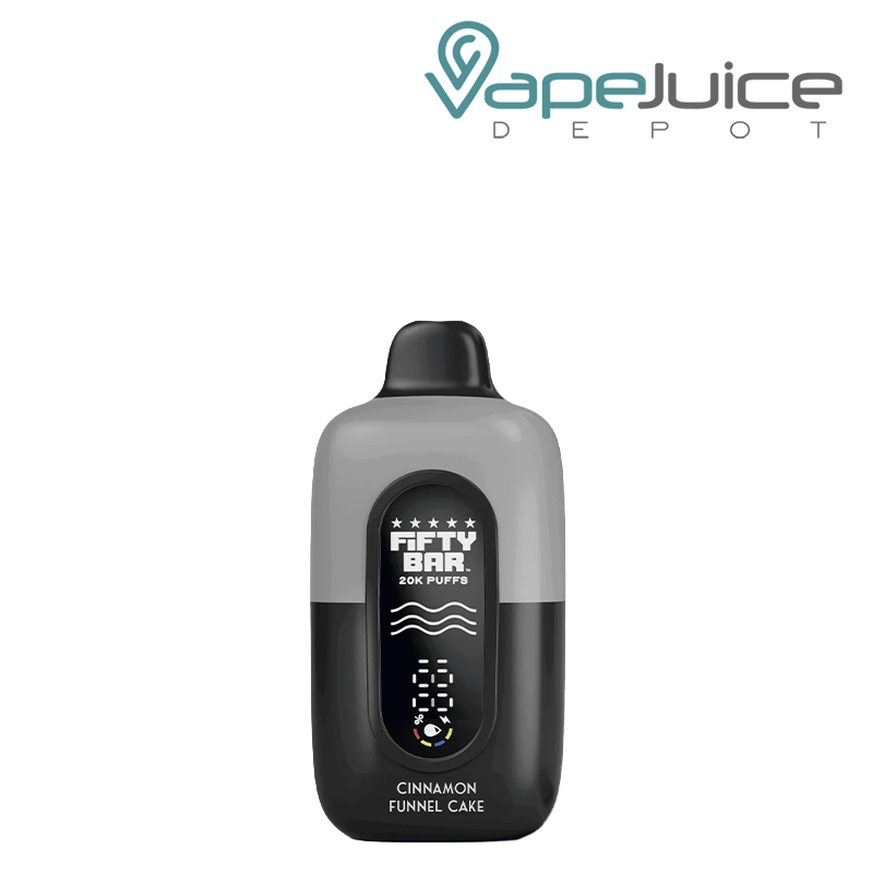 A Cinnamon Funnel Cake Fifty Bar V2 20k 20mg Nicotine Disposable with a full screen - Vape Juice Depot