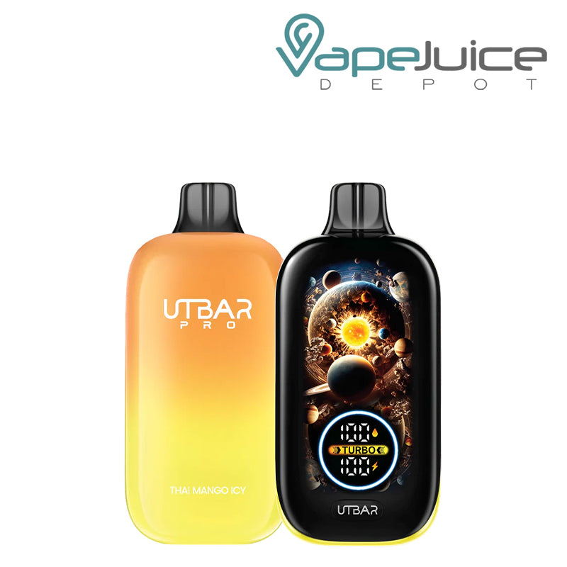 Thai Mano Icy Flum UT Bar Pro 25K Disposable vape showing its Galaxy Full LED Screen - Vape Juice Depot