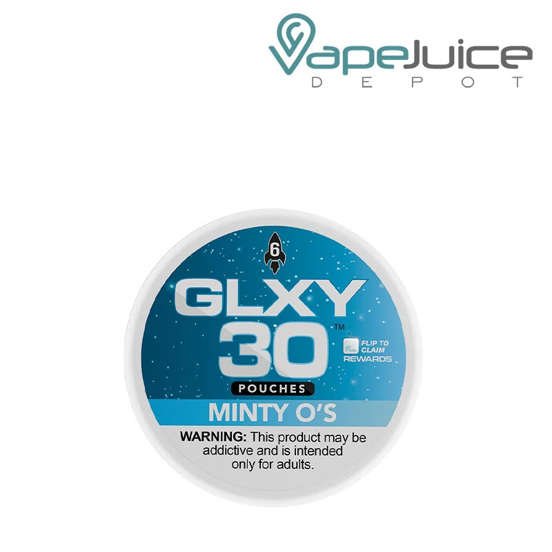 A GLXY Nicotine Pouches Minty O'st with a warning sign - Vape Juice Depot