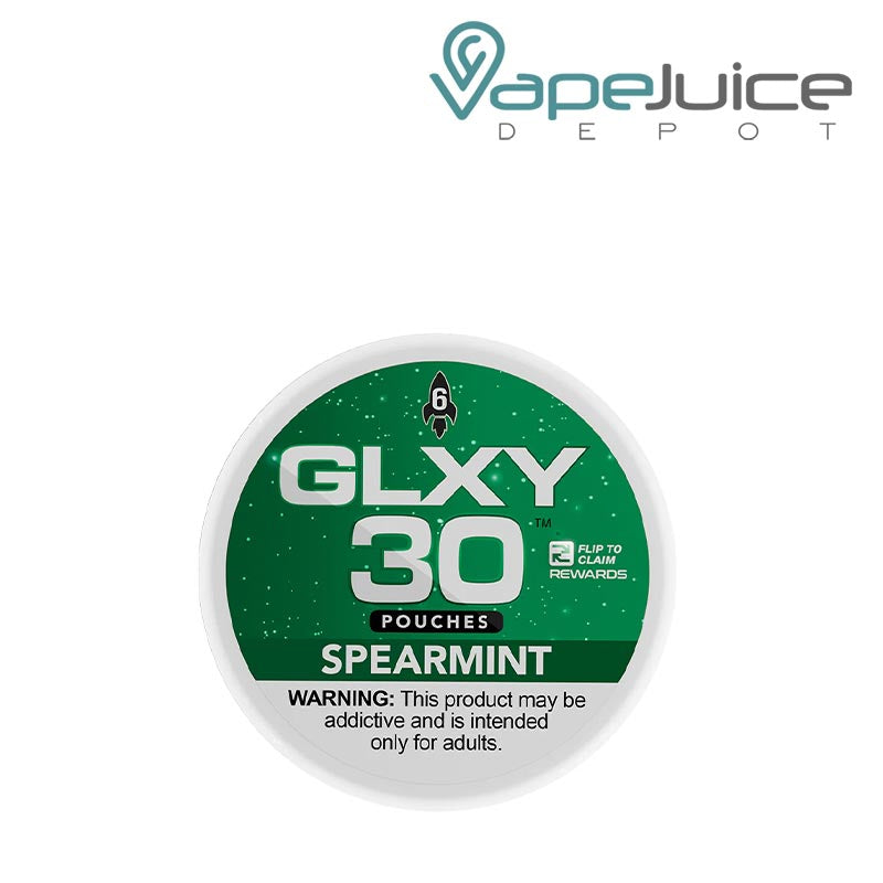 A GLXY Nicotine Pouches Spearmint with a warning sign - Vape Juice Depot