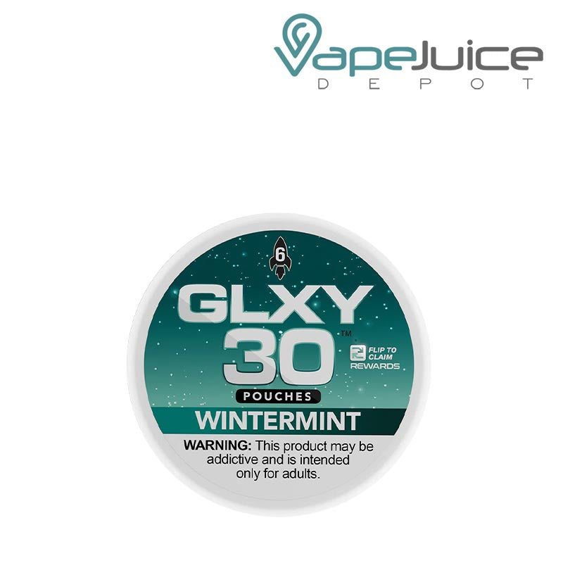 A GLXY Nicotine Pouches Wintermint with a warning sign - Vape Juice Depot