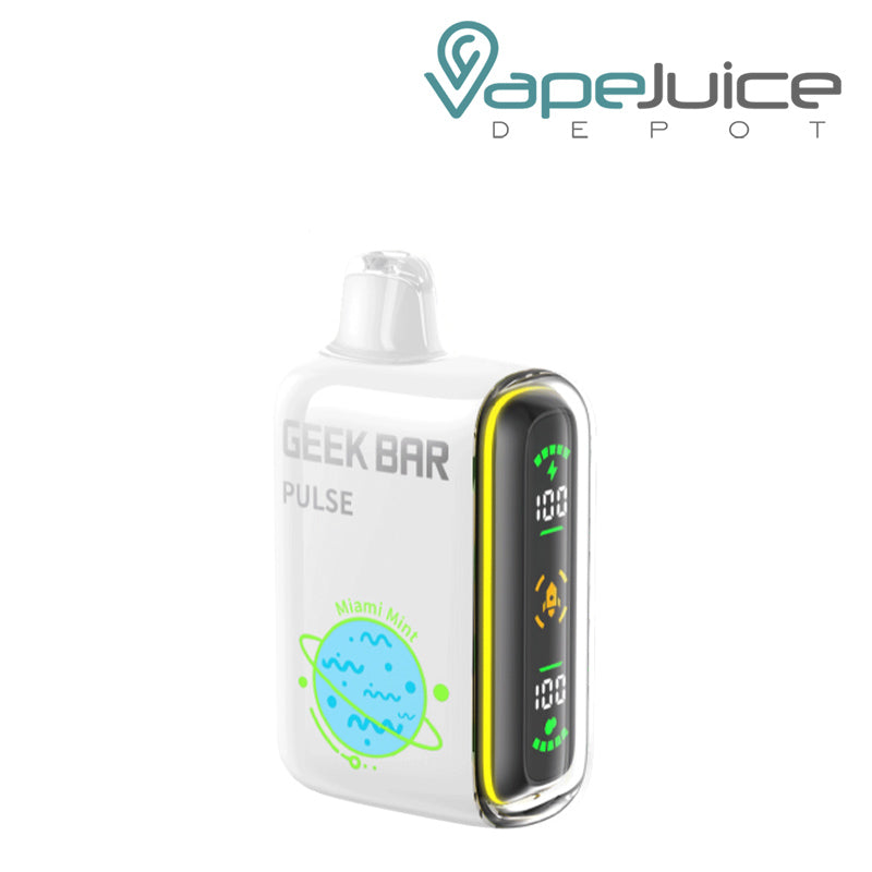 Miami Mint Geek Bar Pulse 15000 Disposable with a display screen on the side - Vape Juice Depot