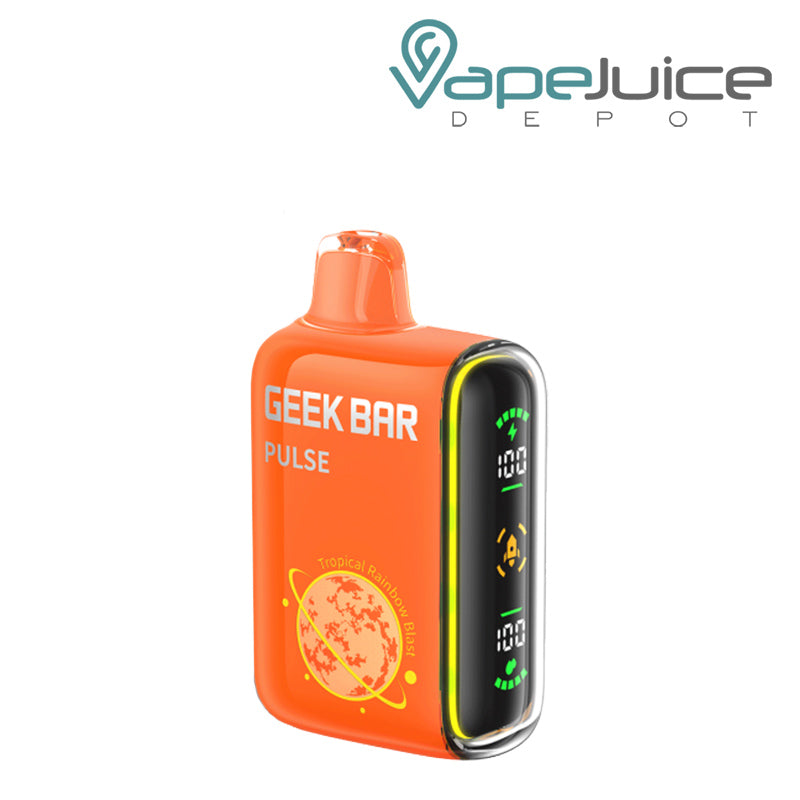 Tropical Rainbow Blast Geek Bar Pulse 15000 Disposable with a display screen on the side - Vape Juice Depot