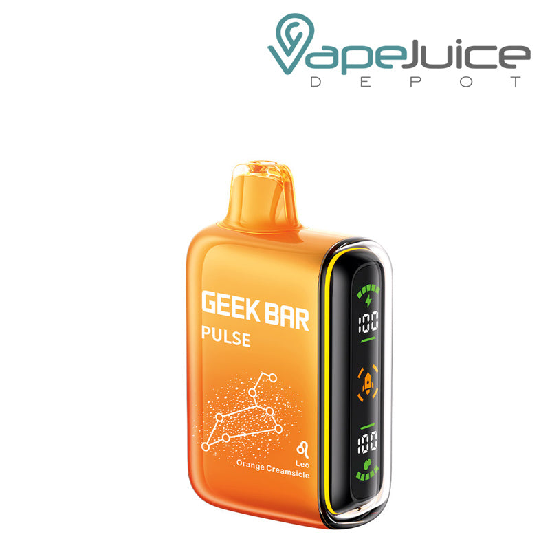 Orange Creamsicle Geek Bar Pulse 15000 Disposable with a display screen on the side - Vape Juice Depot