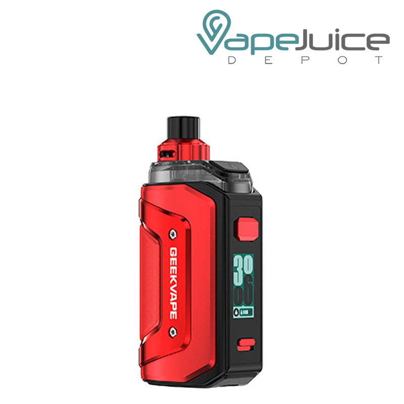 Blaze Red GeekVape Aegis Hero 5 Pod Kit with firing button and display screen - Vape Juice Depot