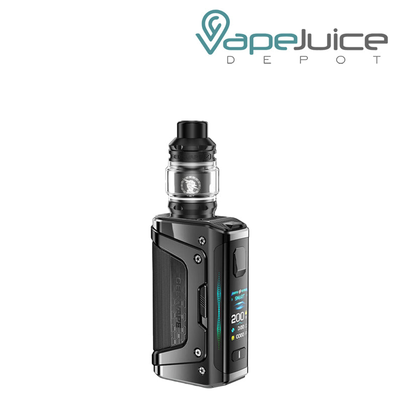 Carbon Black GeekVape Aegis Legend 5 Kit with a display screen and a button - Vape Juice Depot