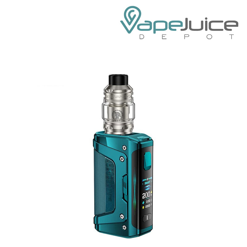 Glacier Green GeekVape Aegis Legend 5 Kit with a display screen and a button - Vape Juice Depot