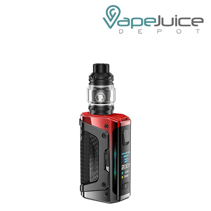 Turbo Red GeekVape Aegis Legend 5 Kit with a display screen and a button - Vape Juice Depot