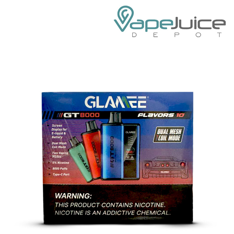 Glamee GT8000 Disposable 10 Pack Bundle with a warning sign - Vape Juice Depot