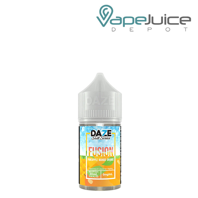 A 30ml bottle of ICED Pineapple Mango Orange 7 Daze Fusion Salt - Vape Juice Depot