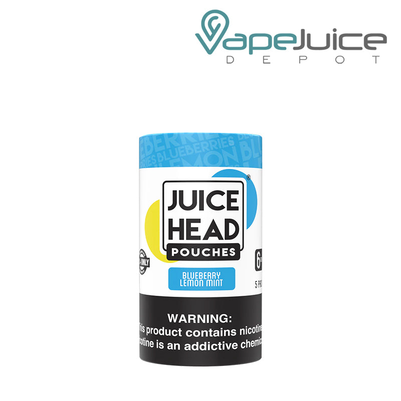 A Pack of Juice Head Pouches Blueberry Lemon Mint 6mg with a warning sign - Vape Juice Depot