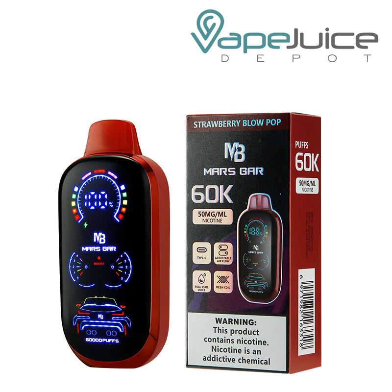 Strawberry Blow Pop Mars Bar 60K Disposable with Digital Screen - Vape Juice Depot