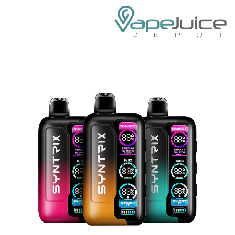 Three Flavors of OXBAR SYNTRIX Ghost It 40K Disposable with HD screen - Vape Juice Depot