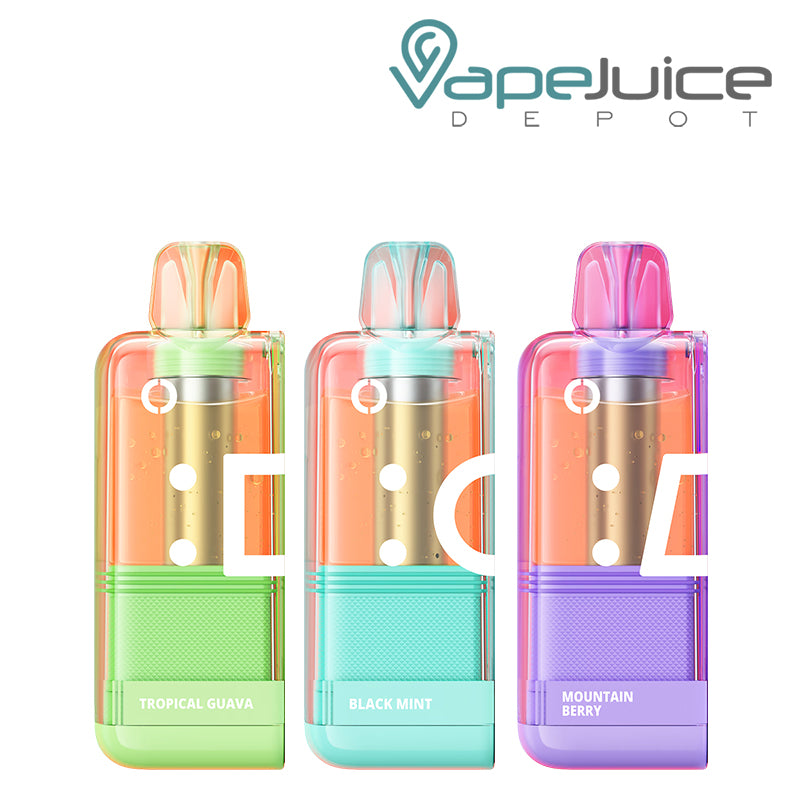 Three different flavors of Off Stamp X Cube Crystal 35000 Disposable Pod - Vape Juice Depot