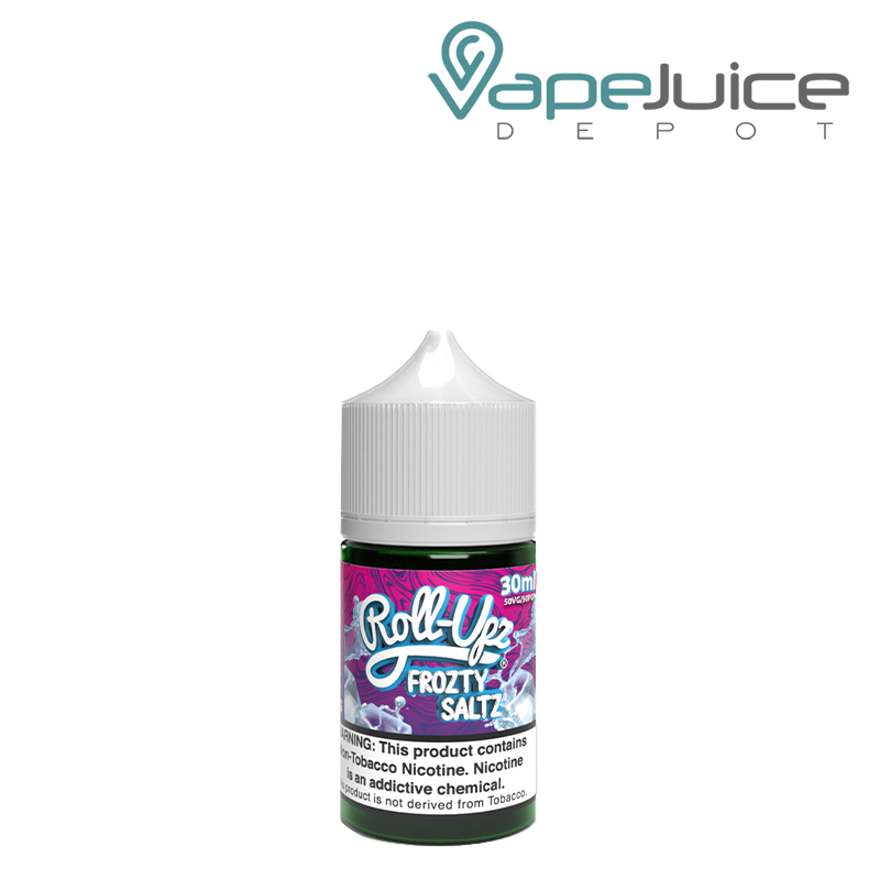 A 30ml bottle of Pink Berry Frozty Juice Roll Upz Salt with a warning sign - Vape Juice Depot