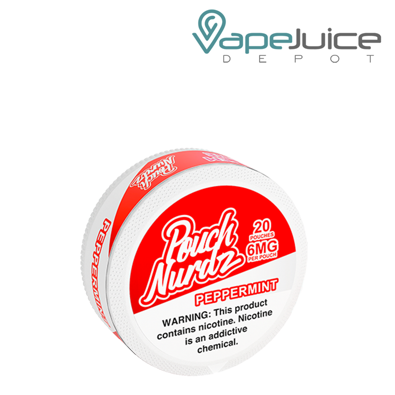 A 6mg Pouch Nurdz Peppermint Nicotine Pouches with a warning sign - Vape Juice Depot