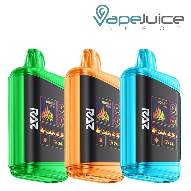 Three Flavors of RAZ DC25000 Disposable Vape with a HD display screen - Vape Juice Depot