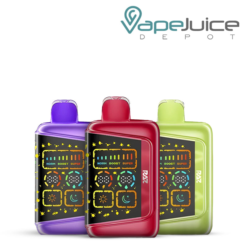 Three Flavors of RAZ RX Batch Edition 50K Disposable with a 3D screen - Vape Juice Depot