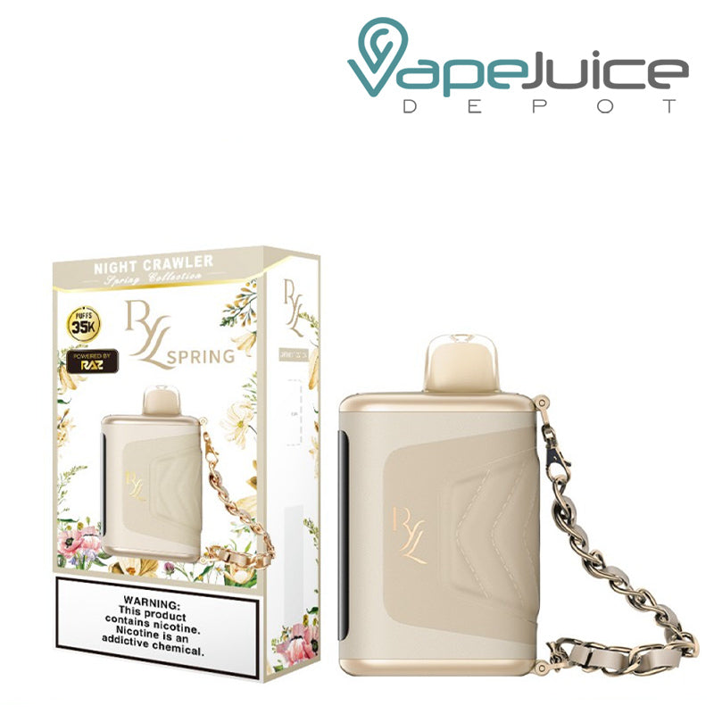 The Box of Night Crawler RAZ RYL Classic 35K Disposable with a warning sign next to its device- Vape Juice Depot