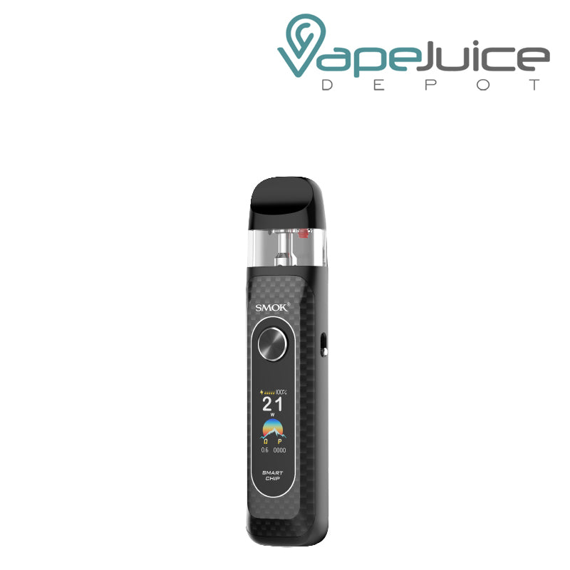 A Black SMOK Novo 6 Kit with a TFT display screen, and front power button – Vape Juice Depot