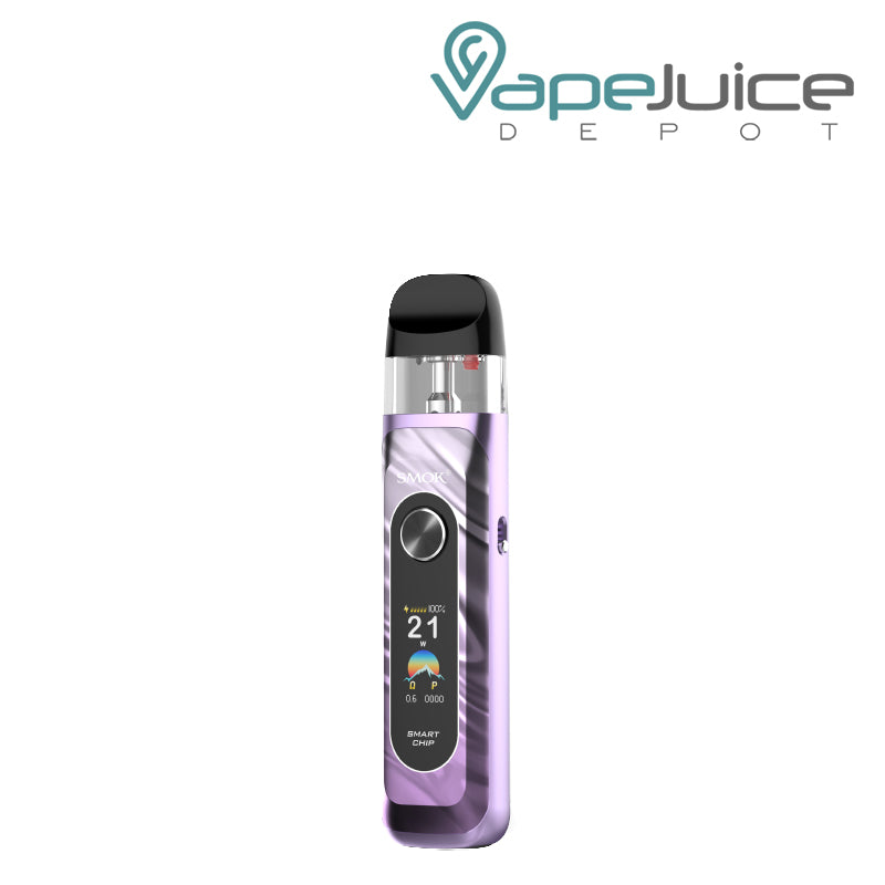A Pink SMOK Novo 6 Kit with a TFT display screen, and front power button – Vape Juice Depot