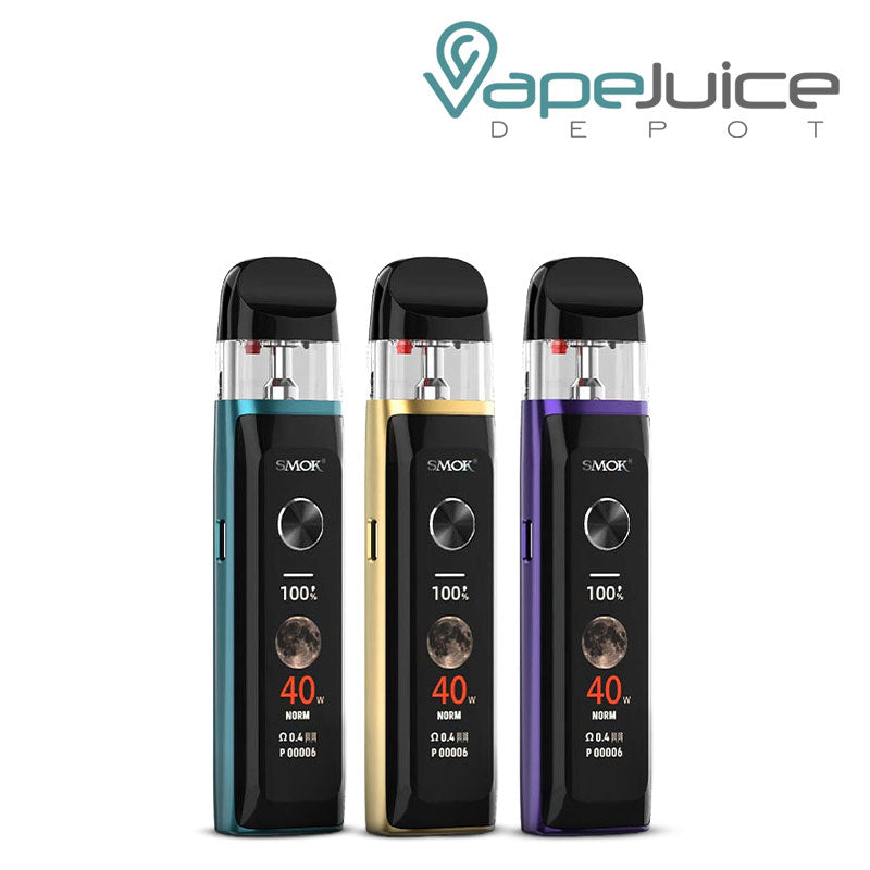 Three colors of SMOK Novo 6 Ultra Kit with a touchscreen - Vape Juice Depot