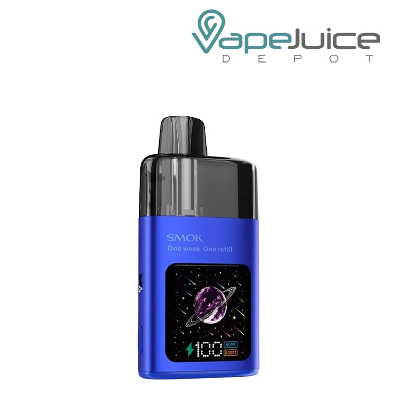 A Blue SMOK TFOS pod kit with a digital display - Vape Juice Depot