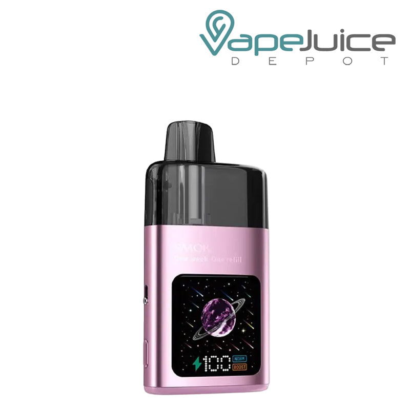 A Pink SMOK TFOS pod kit with a digital display - Vape Juice Depot