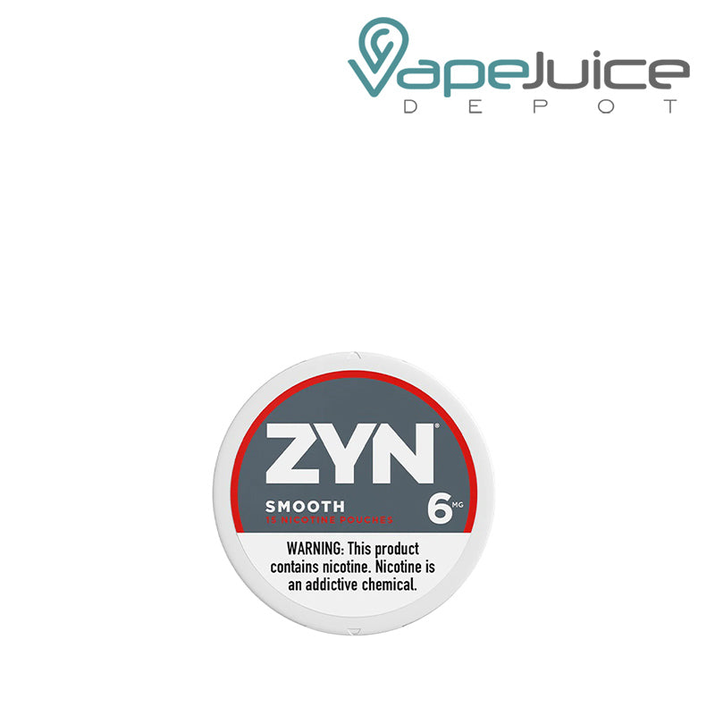 ZYN Smooth Nicotine Pouches 6MG with a warning sign - Vape Juice Depot