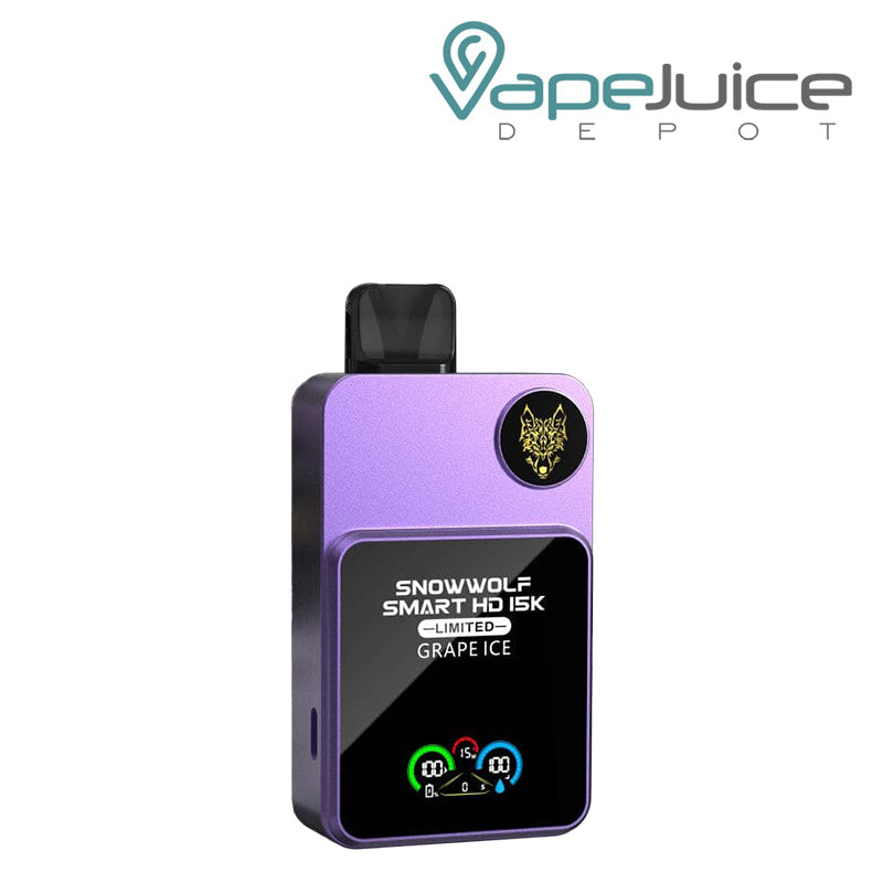 Grape Ice Snowwolf Smart HD 15K Disposable Vape with display screen - Vape Juice Depot
