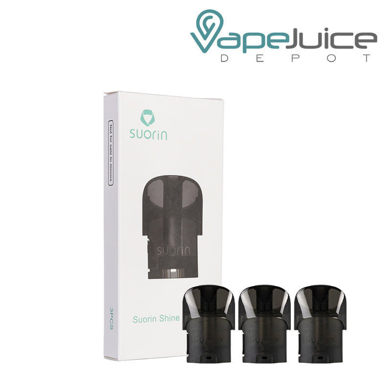 A Box of Suorin Shine Replacement Pod and a three pods next to it - Vape Juice Depot