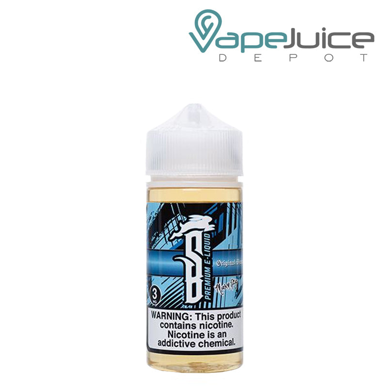 A 100ml bottle of The Original Bunny Suicide Bunny TFN eLiquid with a warning sign - Vape Juice Depot