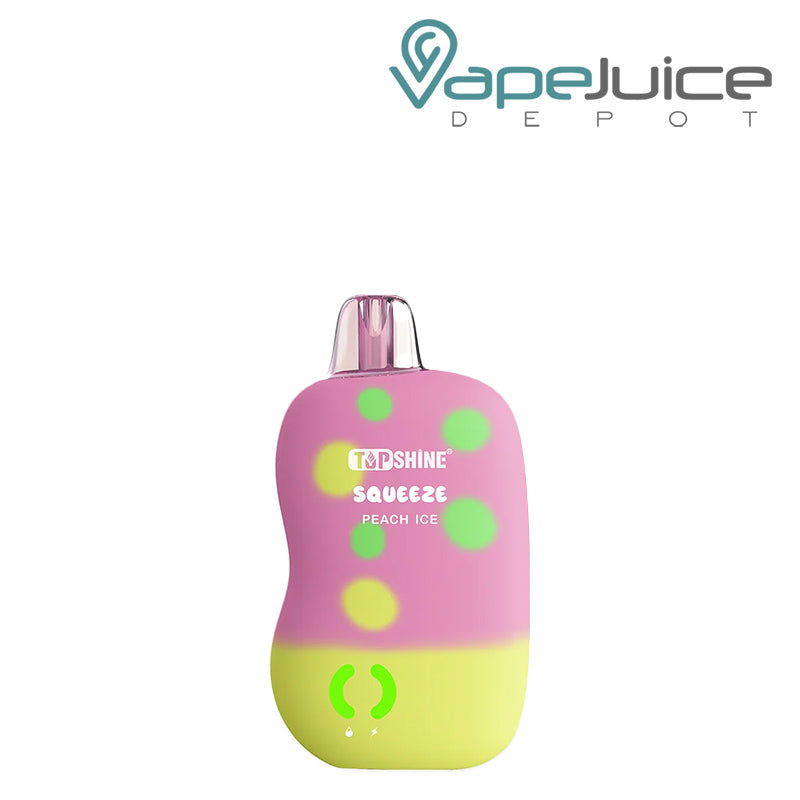 Peach Ice TopShine Squeeze 10000 Disposable and a LED Indicator on it - Vape Juice Depot