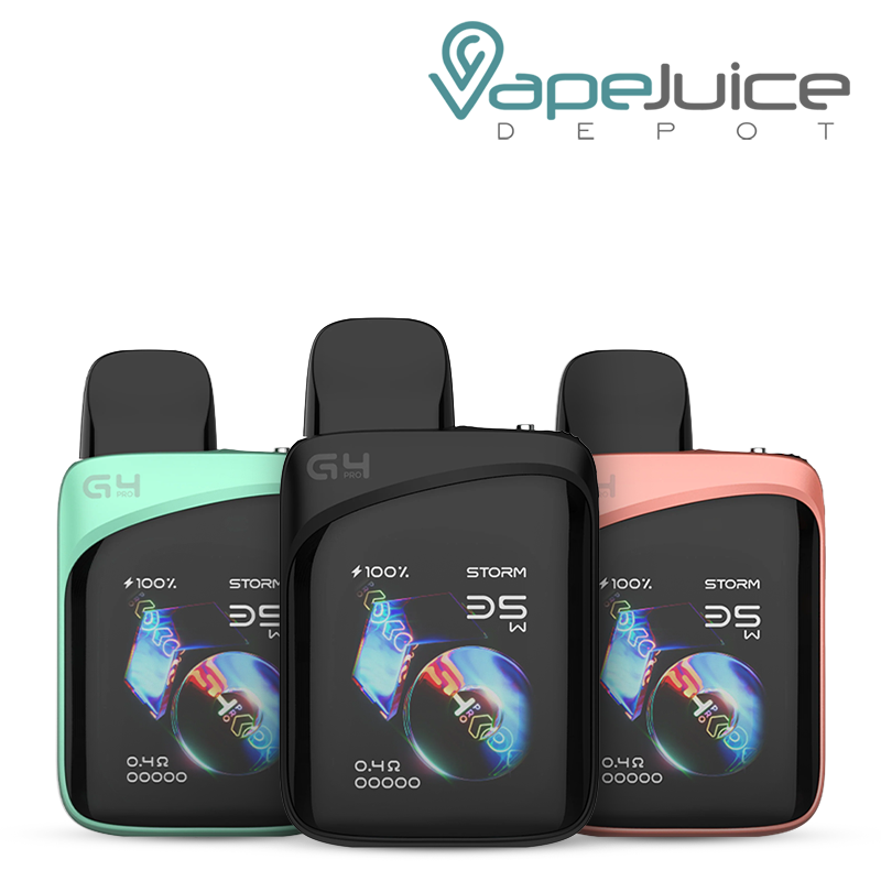 Three Colors of UWELL Caliburn G4 Pro KOKO Pod System with touchscreen - Vape Juice Depot