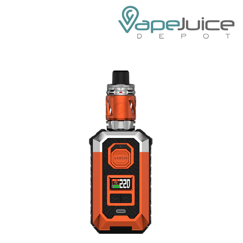 Orange Vaporesso Armour MAX Kit with display screen and adjustment buttons - Vape Juice Depot