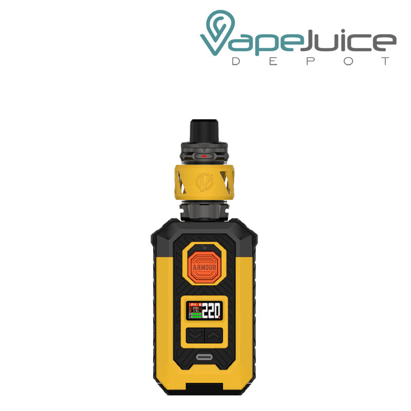 Yellow Vaporesso Armour MAX Kit with display screen and adjustment buttons - Vape Juice Depot