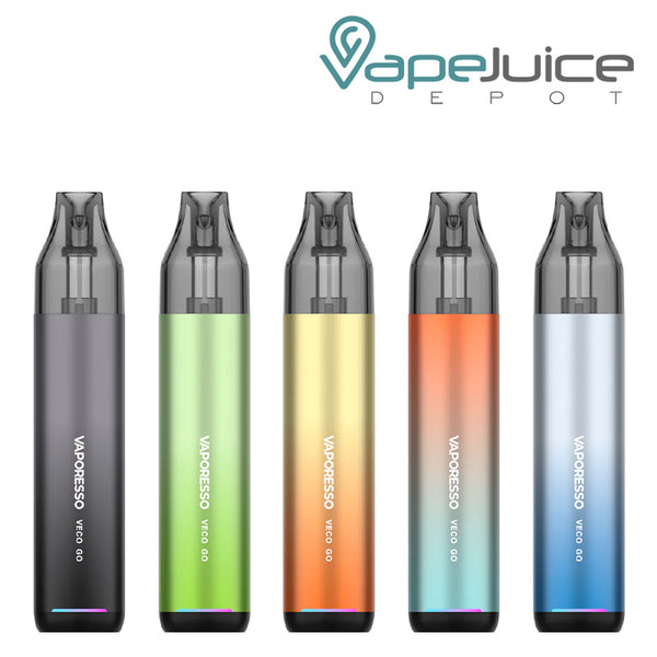 Five different colors of Vaporesso Veco Go Pod System Kit - Vape Juice Depot