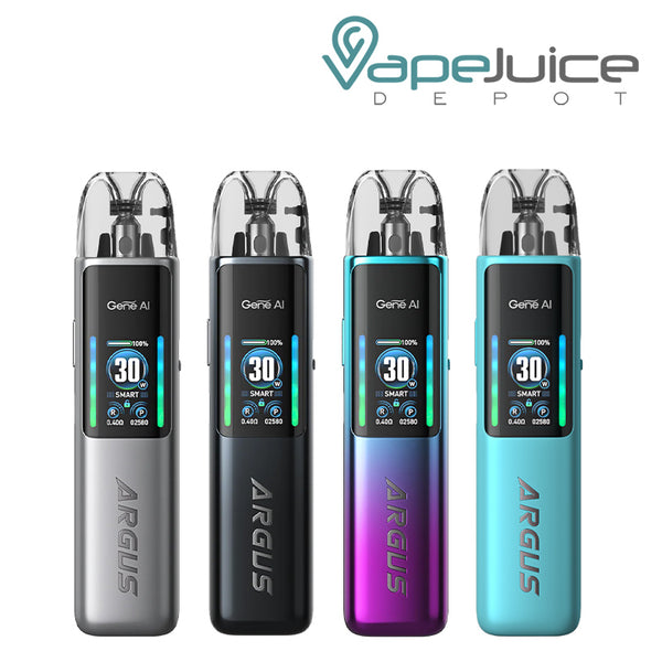 Four Colors of VooPoo ARGUS G2 Pod System Kit with a display screen - Vape Juice Depot