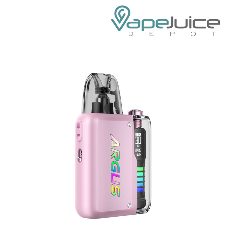 Pink VooPoo ARGUS P2 Pod System Kit with display screen and adjustment button - Vape Juice Depot