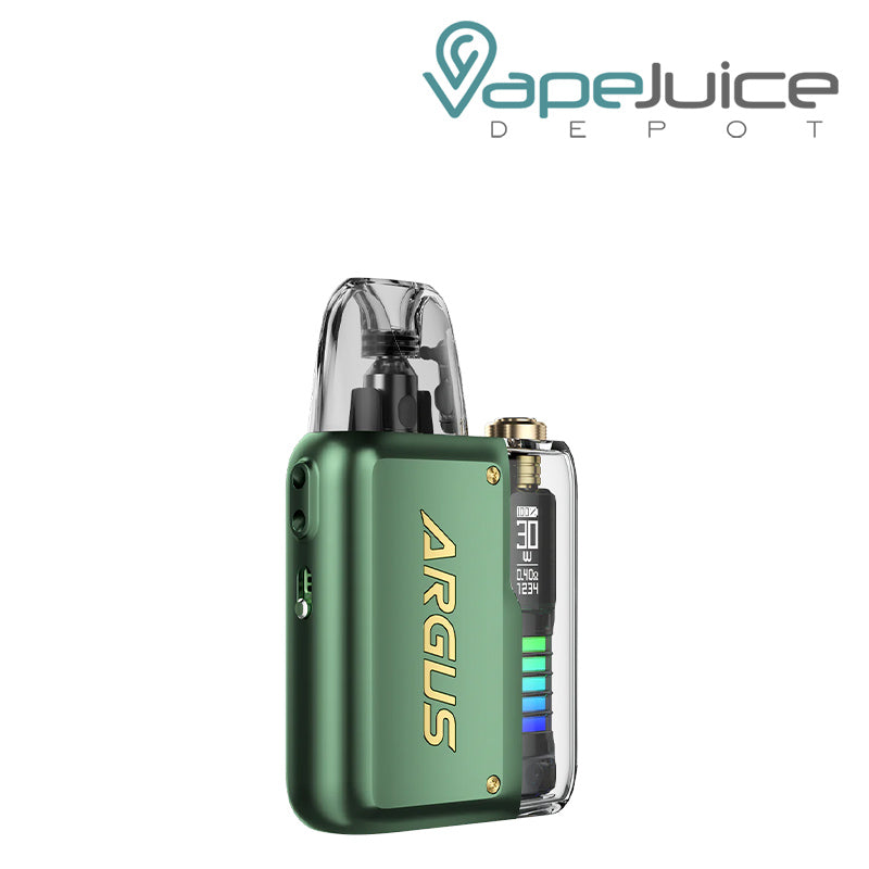 Emerald Green VooPoo ARGUS P2 Pod System Kit with display screen and adjustment button - Vape Juice Depot