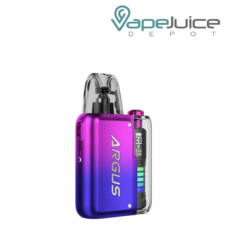 Violet Purple VooPoo ARGUS P2 Pod System Kit with display screen and adjustment button - Vape Juice Depot