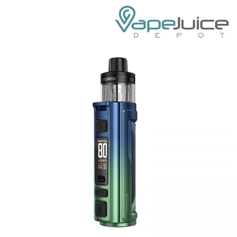 Lake Blue VooPoo ARGUS Pro 2 Pod Mod Kit with a display screen and adjustment button - Vape Juice Depot
