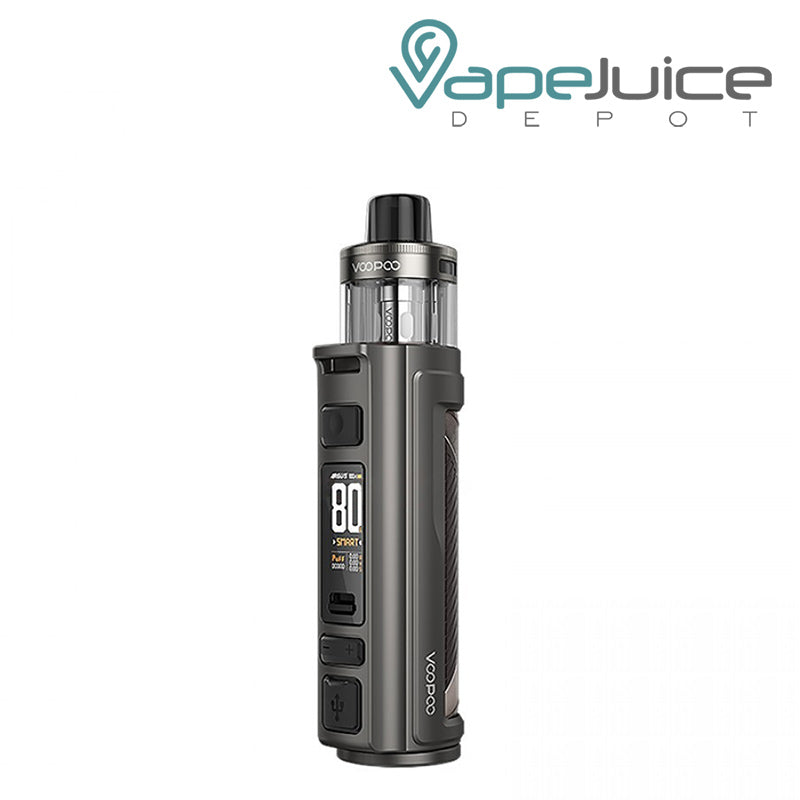 Space Gray VooPoo ARGUS Pro 2 Pod Mod Kit with a display screen and adjustment button - Vape Juice Depot